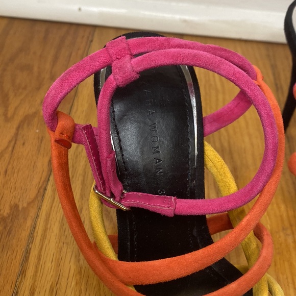 Zara Multicolor Suede Leather High Heel Sandals - Picture 5 of 8